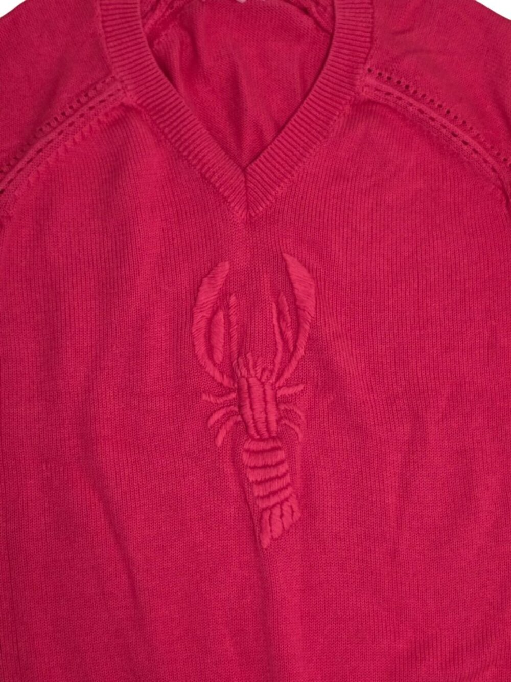 Lilly Pulitzer Azalea Lobster Embroidered V-Neck Sweater Cotton Knit (SKU#1205) - Picture 6 of 7